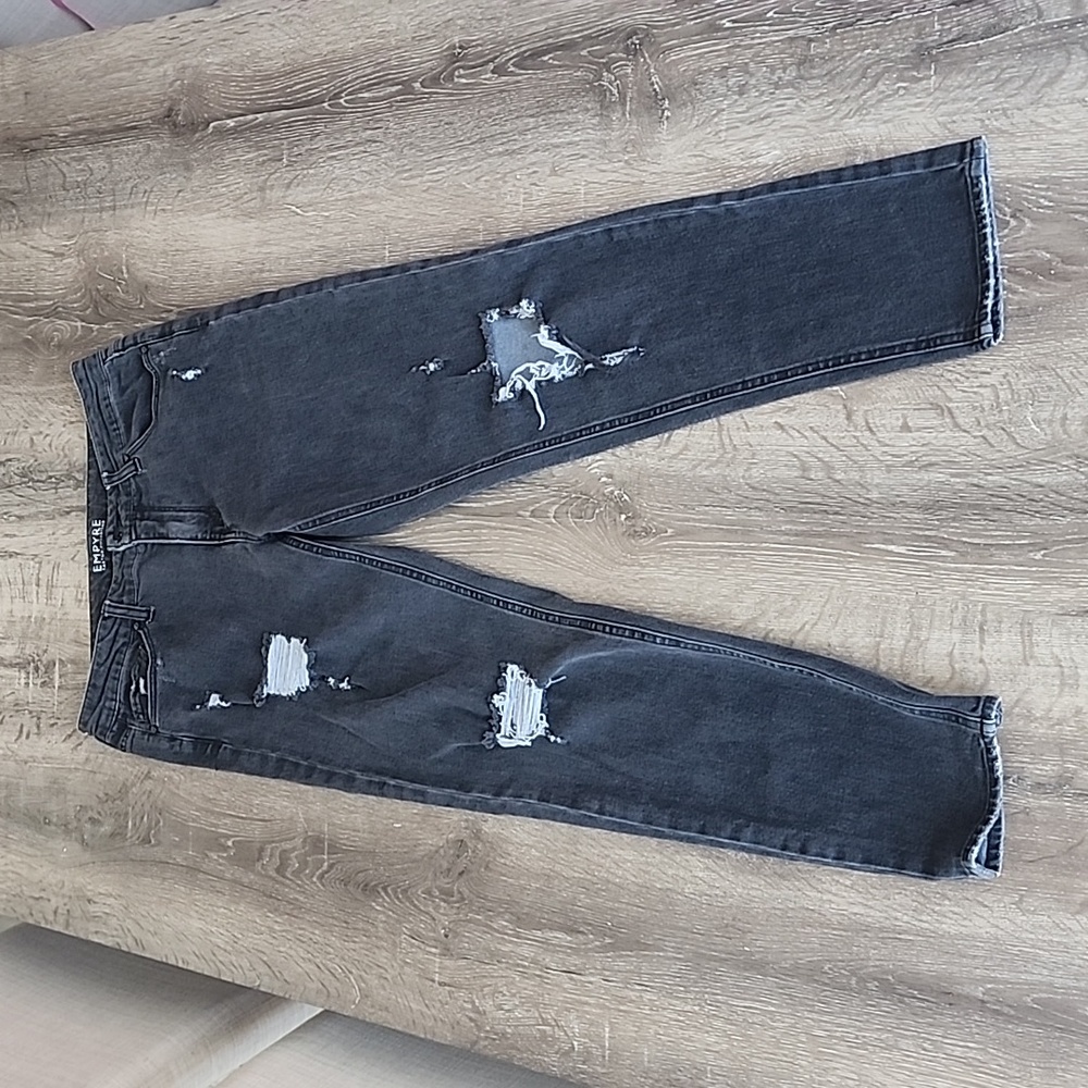 EMPYRE Easton Boyfriend Ripped Distressed Black Wash Denim Jeans